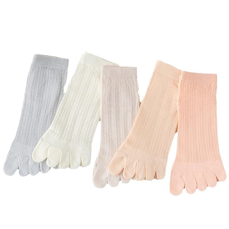 Five Finger Socks Summer Thin Cut Hollow Mesh Toe Socks Breathable and Sweat Absorbing Women's Short Tube Cotton Socks Spring and Autumn