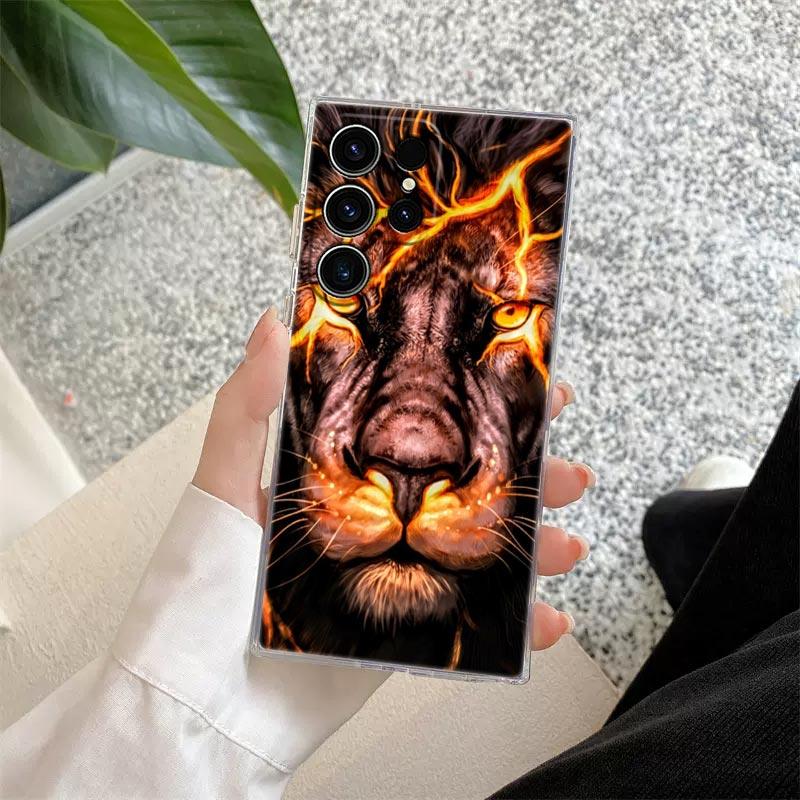 Прозрачный чехол Волк Лев Кот для Samsung Galaxy S26 S25 S24 S23 Ultra S20 S21 FE S22 Plus S26 Ultra S25FE 5G Мягкий чехол для телефона