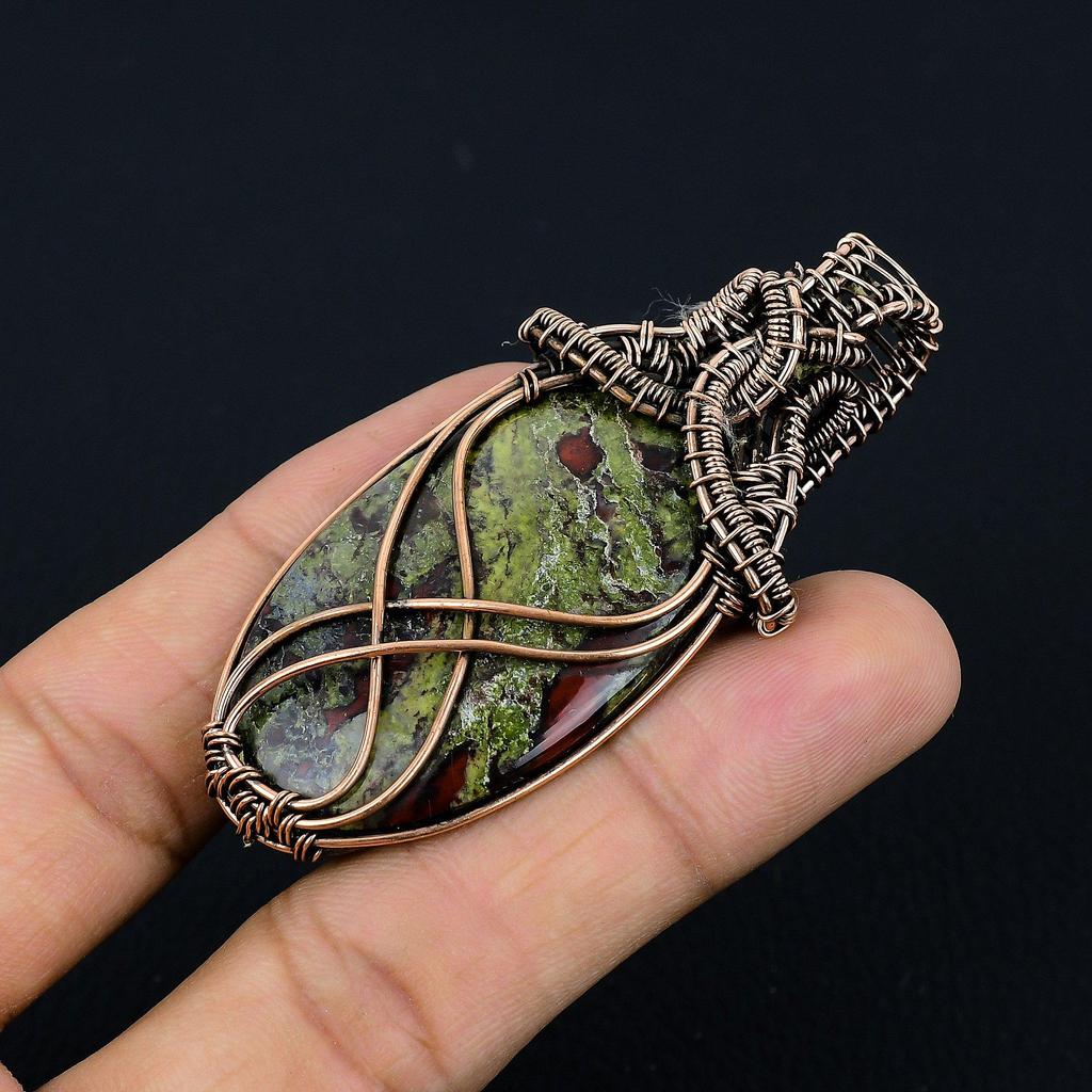 Dragon Blood Jasper 999 Copper Wire Wrapped Pendant, Handmade Gemstone Pendant Jewelry, Gifts For Wife Brand New Pendant