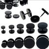 2Pcs Black Stainless Steel Fake Cheater Ear Plugs Gauge Body Jewelry Pierceing Earring For Men