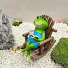 Rocking Chair Frog Figurine Resin Reading Cartoon Frog Figurine Sculpture Home Office
