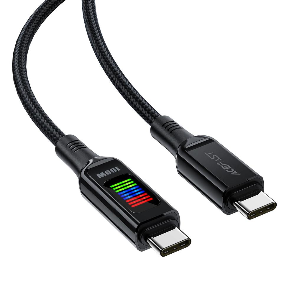 Acefast C7-03 Usb-C Usb-C 100 Вт 1,2 м кабель с дисплеем - черный