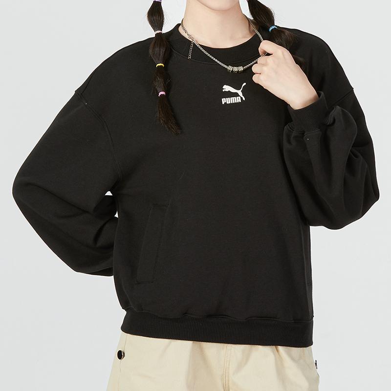 Puma Повседневная свободная толстовка с круглым вырезом и логотипом с мультяшным рисунком, женские топы, черный 537518-01