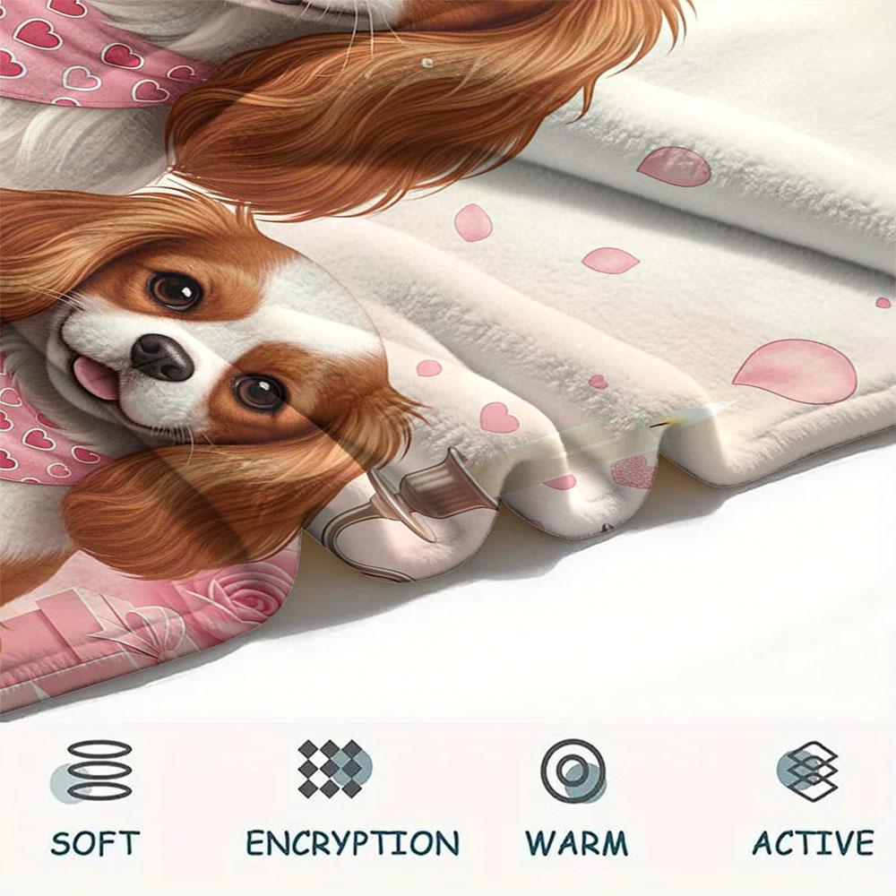 1Pc Cutetwodogs Print Flannel Blanket, High quality Comfortable for All Seasons, Home Decor, Warmth and Comfort, Perfect for Christmas Gifts