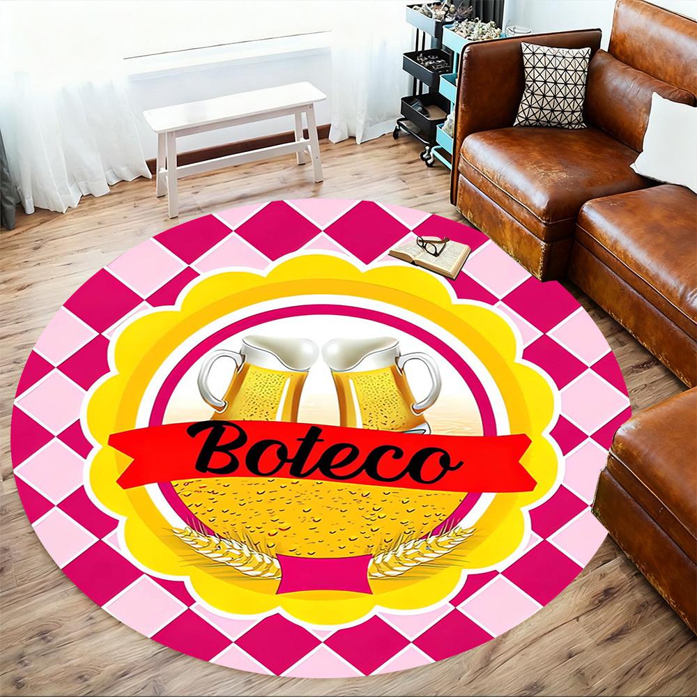 1pc Boteco, Beer Round Chair mat Area Rug - Non-Slip, Floor Mat for Office, Bedroom, home decor Christmas Gift p0811223