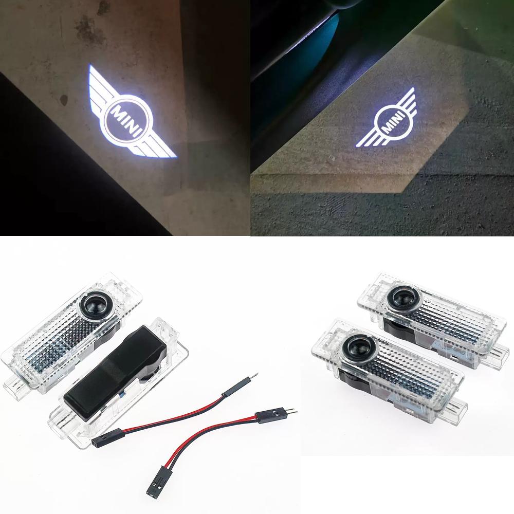ABCB1 2pcs--LED Light Car Door Projector Car Welcome Light For Mini Cooper Works R55 R56 R50 R53 R60 R61 F54F55F56 F60 Car Accessories