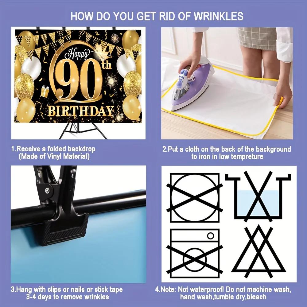 90th birthday part decorated background banner Black gold Happy 90th Birthday decorated background for men and women photography