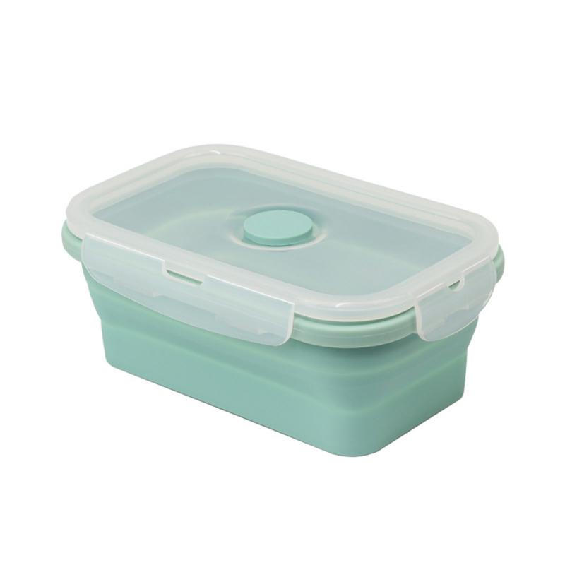 Silicone Lunch Box, Collapsible Folding Food Storage Container with Lids, Kitchen Microwave Freezer and Dishwasher Safe Kids