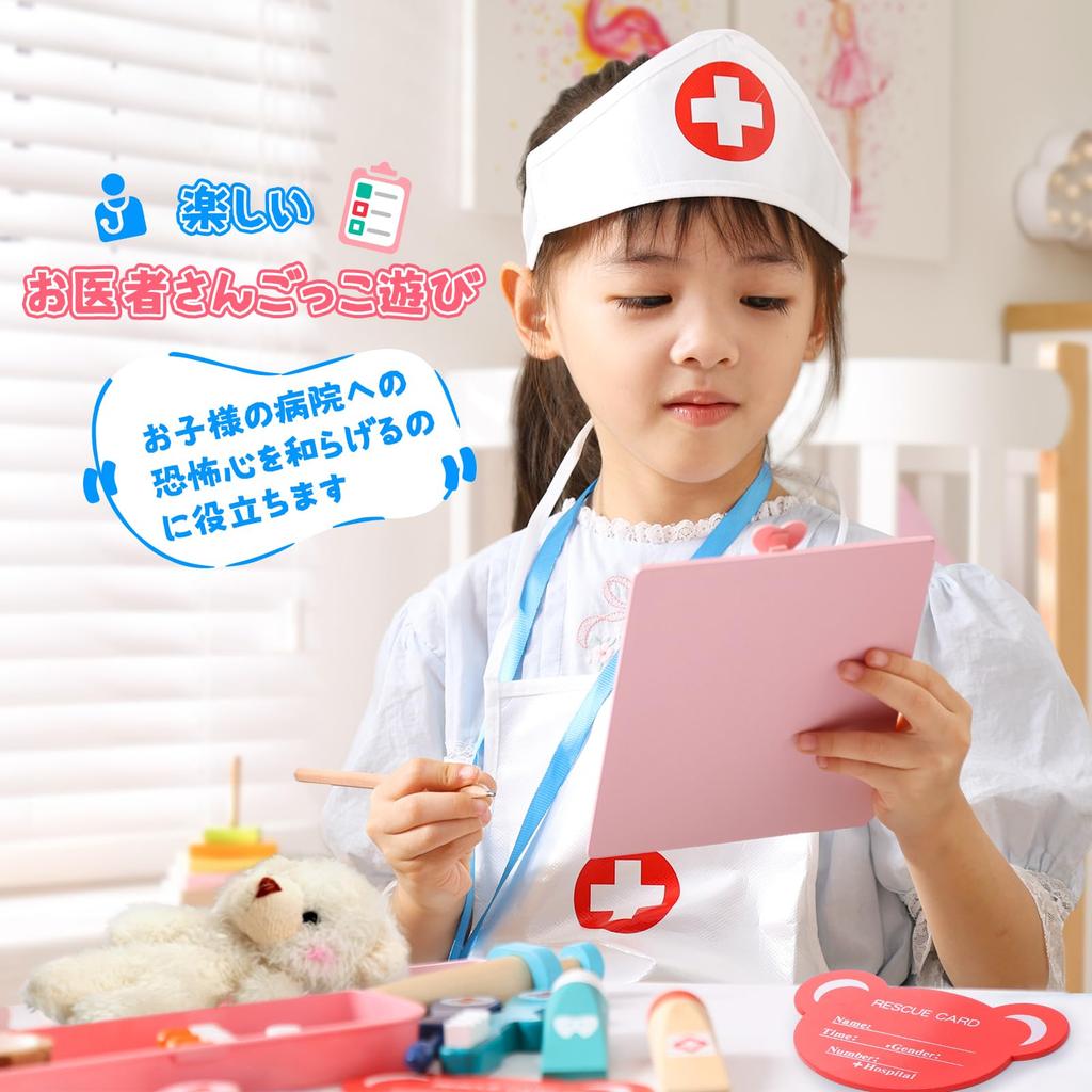 Милый каменный деревянный игровой набор доктора с хранилищем медсестры и развивающей игрушкой на день рождения, дошкольный подарочный набор, 44 предмета, униформа, шляпа, кейс, инструменты, дети,