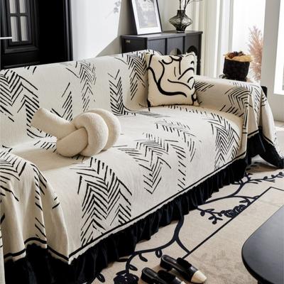 Funda Sofa Home Синель Fishbone Pattern Диванные коврики Плед Всесезонный Кемпинг Пикник Одеяло Чехол Чехол для дивана