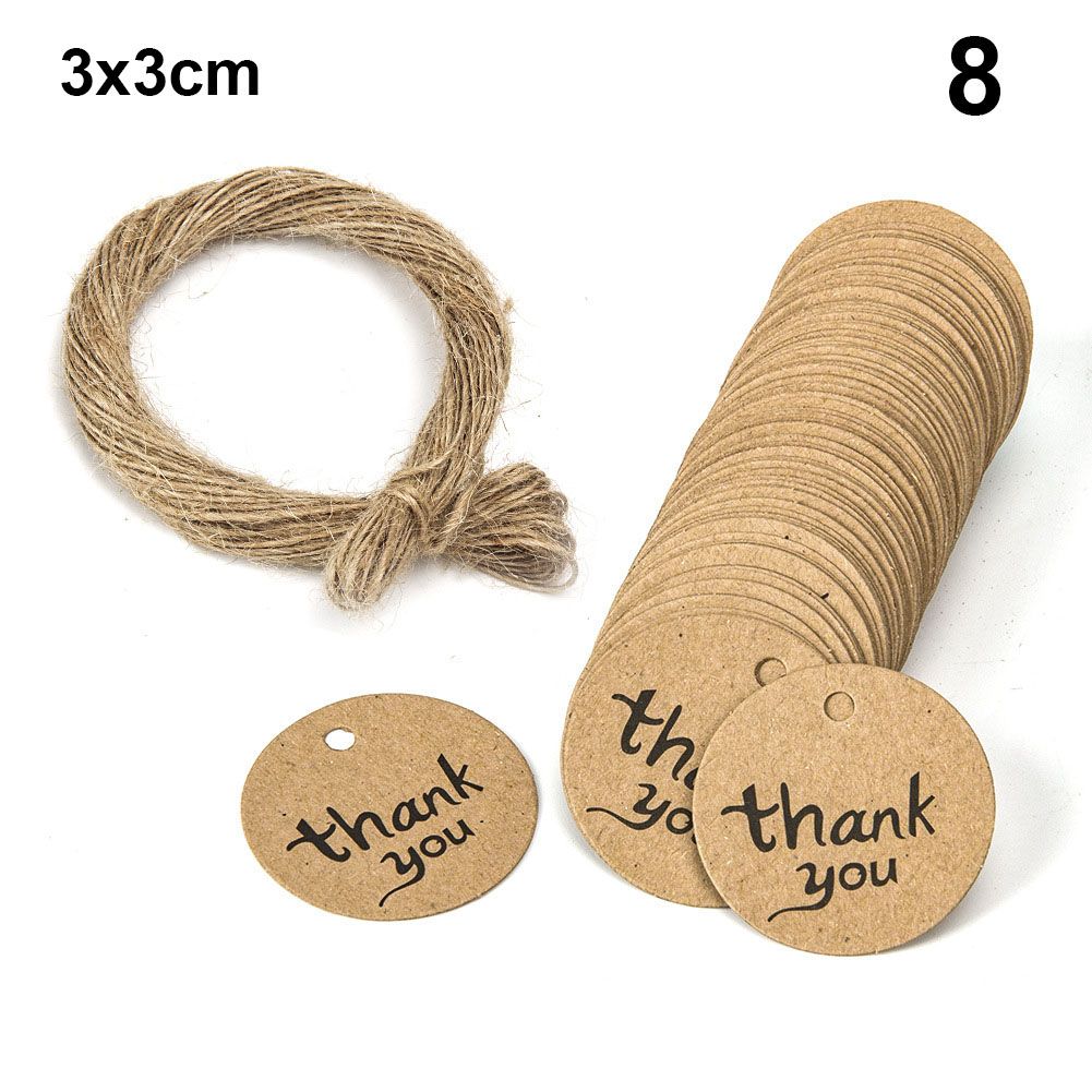 100pcs Cards Wedding Party Luggage Handmade Thank you Hanging Label Jute Twine Kraft Gift Tags