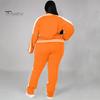 2 Pcs/Set Women Jogging Suit Plus Size Zip-up Long Sleeve Sweatsuit with Trousers Loose Fit Tracksuit Sports Outfit for Joggers