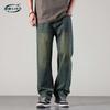 Американские уличные ретро мужские джинсы высокого класса прямые джинсы мужские простые свободные длинные брюки из денима