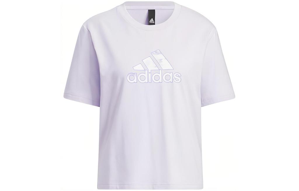 adidas Футболки женские фиолетовые с круглым вырезом умеренного прямого кроя HI6848