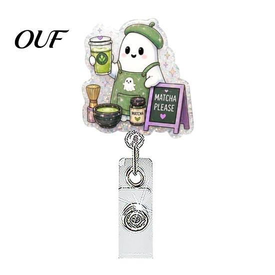 Office Id Card Clip Halloween Retractable Badge Reel, Ghost Black Cat And Pumpkin Design, Decor 360 Degree Rotating Acrylic ID Holder for Nurses Staff