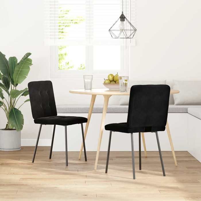 VidaXL Chaises à manger lot de 2 Noir Velours, chaise de dîner, chaise de cuisine, chaise d'appoint, chaise, chaise de 4101063