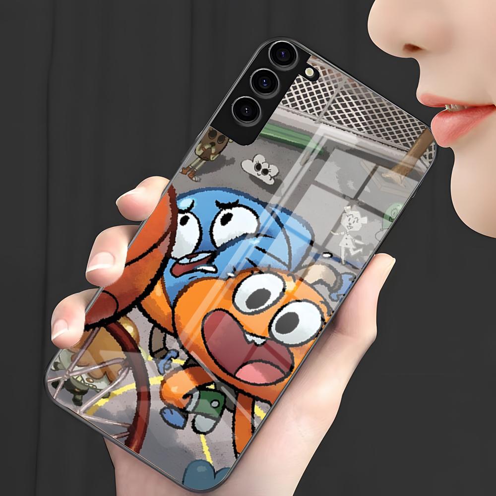 A-Потрясающий мир Гамбола Аниме Чехол для телефона Для Samsung S26 S25 Plus S20 S20 Plus S22 Ultra S23 FE S21 Plus S21 Ultra Стеклянная крышка