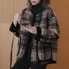 Coat for Women Thickened Plaid Plush Winter Double Layer Windbreaker Oversize Casual Jacket