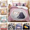 Cozy 2/3 Comfortable Down Quilt Cover & Pillow Cover Bedding - Fashionable Cute Cartoon Cat Print for Kids' Rooms