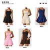 Womens Seamless Yoga Tennis Skort With Built-in Pad Anti-See-Through Sport Short Dress Gym Running Badminton