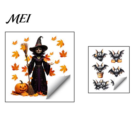 No Residue Wall Stickers for Apartments 2PCS Halloween Stickers, Cartoon Ghost And Pumpkin Pattern Decals, Easy to Apply Seasonal Murals Waterproof