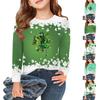 Футболки с длинным рукавом для девочек, детские осенние топы с круглым вырезом и принтом, базовые футболки для детей 5–14 лет