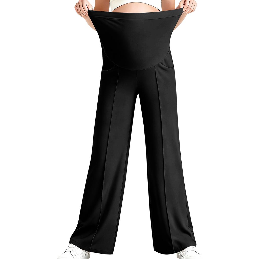 Брюки для йоги для беременных, с карманом на животе, эластичные широкие брюки для работы/повседневной носки, брюки для беременных для дома