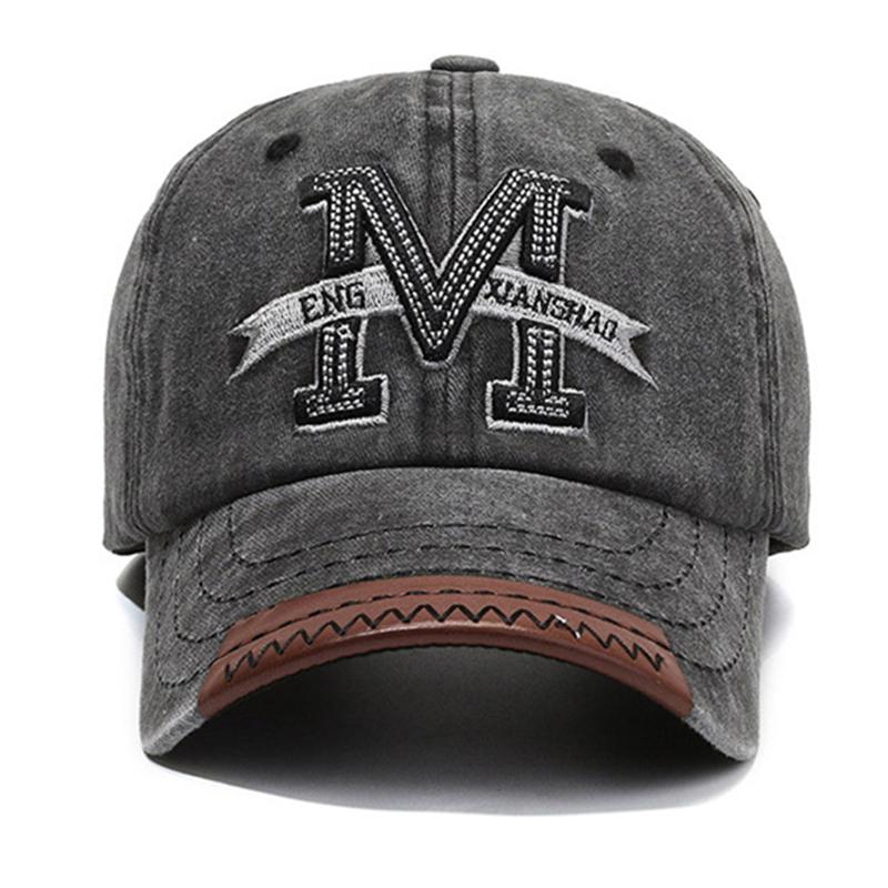 Unisex Baseball Cap M Letter Embroidery Dad Hat Women Men Outdoor Washed Cotton Cap