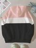 Women Plus Size Color Block Zip Up Hoodie Jacket,Long Sleeve Hooded Sweatshirt With Pockets, Casual Loose Winter Outerwear