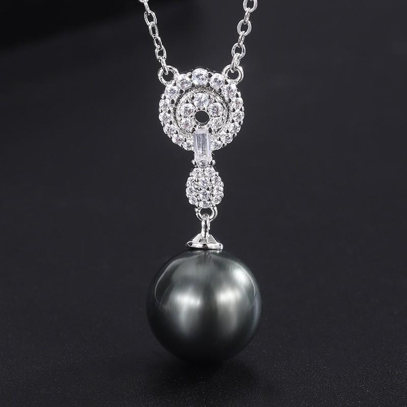 Ожерелье из ракушечного жемчуга Таитянские ювелирные изделия Серьги с жемчугом Медное покрытие Настоящее золото Подвеска Жемчужина Мода Полные бриллиантовые серьги