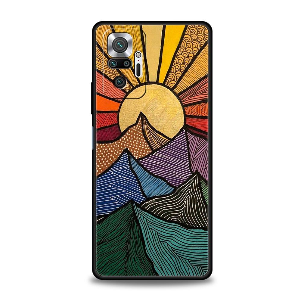 Абстрактный Рассвет в Горах Линия Чехол для Телефона Для Xiaomi Redmi Note 15 14 13 12 5G 11 10 Pro Plus 4G 9S 14C 13C 12C 10C TPU Чехол