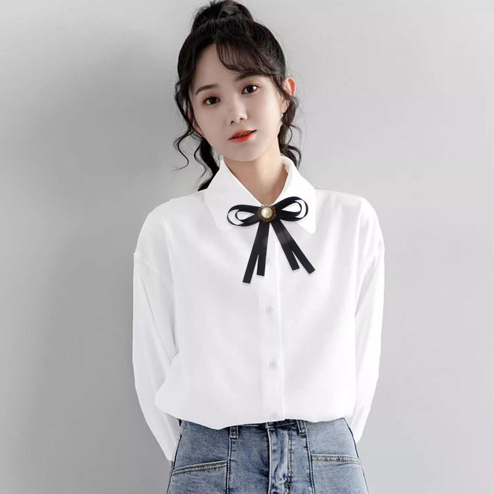 College Style Ribbon Bow Tie Black Bowknot New Collar Flower  For Women Girls