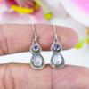 Natural Rainbow Moonstone, Amethyst 925 Solid Sterling Silver Earring 1.5" N1i42