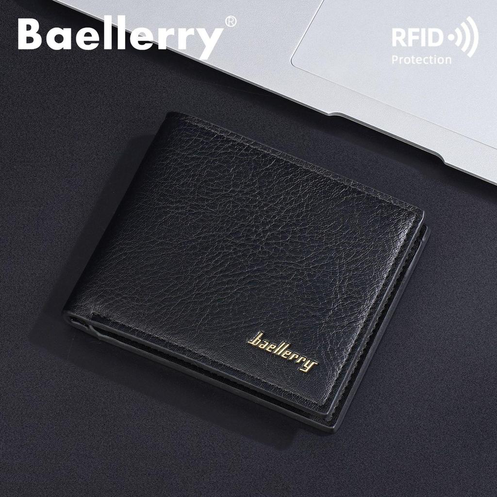 Baellerry Men's Anti-Theft RFID Short Wallet: High-End Card Holder & Coin Purse