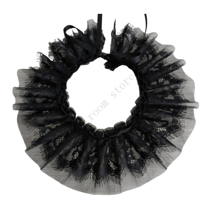 A0NF Vintage Lace Trim Neckpiece Adjustable Victorian Gothic Decorative Accessory Detachable Costume Collar for Party