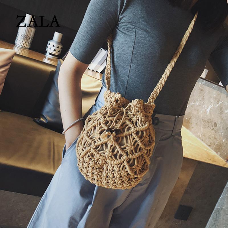 Новая летняя сумка-ведро для воды, корейская версия, пляжная тканая сумка из травы, полая тканая сумка через плечо, маленькая сумка для девочек