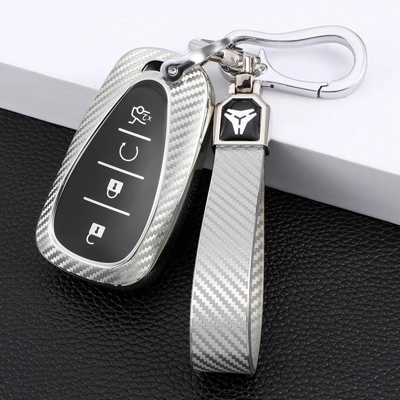AABHN1 Carbon Fiber Car Smart Key Cover Case for Chevrolet Cruze Camaro Malibu Equinox 2016 2017 2018 2019 Key Chain
