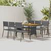 Day and Night - idaXL 7-piece Garden Dining Set Gray Synthetic Rattan