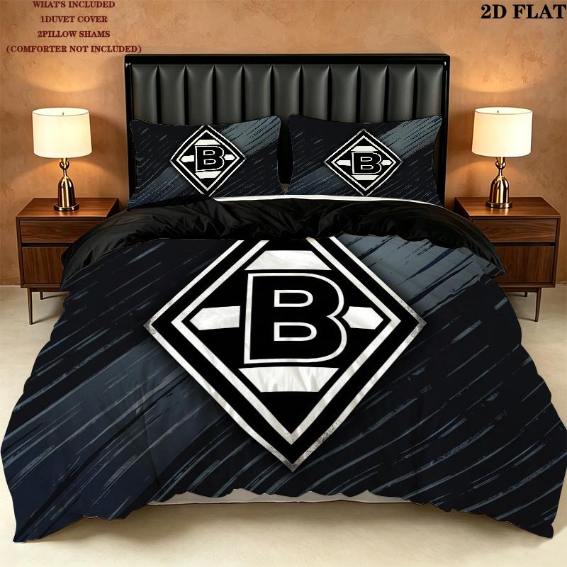 Borussia Mönchengladbach Pattern Bedding Quilt Set Home Decoration Gift (1 * duvet cover + 2 * pillowcase without core)