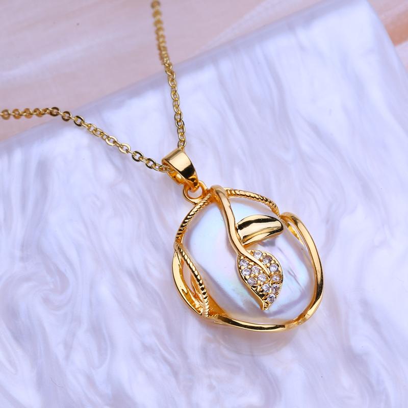 SENIKO натуральный пресноводный большой жемчуг в стиле барокко ожерелья для женщин модный цветок кулон с кубическим цирконием с цепочкой подарок на день рождения