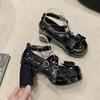 Sweet Spice Waterproof Table High Heel Sandals Summer 2025 New Bow Fashion Versatile Princess Shoes Sandals
