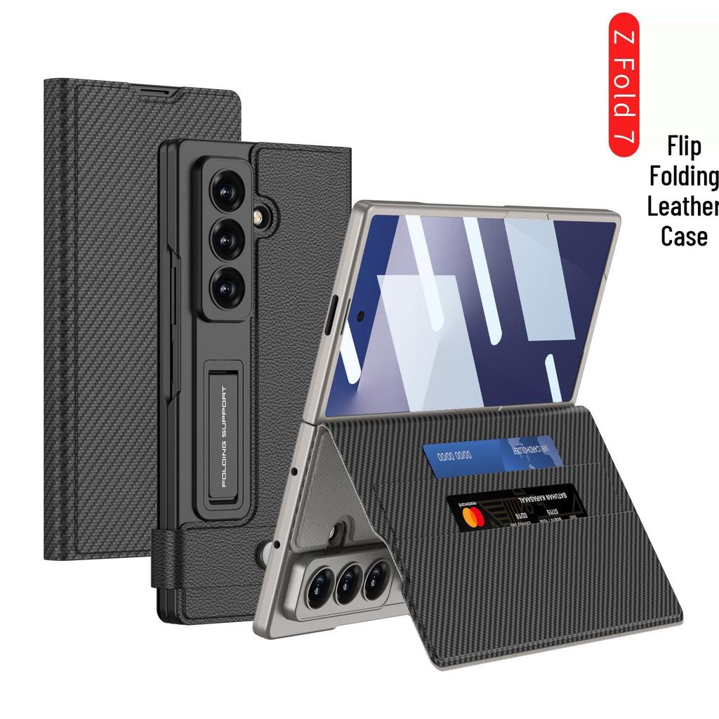 Кожаный чехол-книжка для Samsung Z Fold7: Модный встроенный защитный чехол