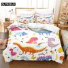 3D Digital Printing Fashion Design Cartoon Dinosaur Bedding Set, Queen Size Duvet Cover Set