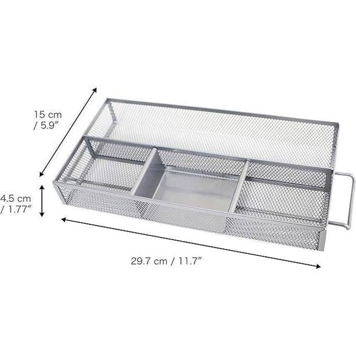 Organisateur de Bureau - EXERZ - 2 Couches - Maille Métallique - Argent - Support de Mémo