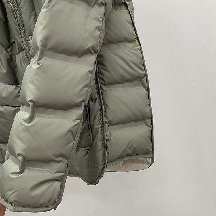 Легкий пуховик женский короткий осенне-зимний свободный воротник-стойка белое теплое пальто на утином пуху