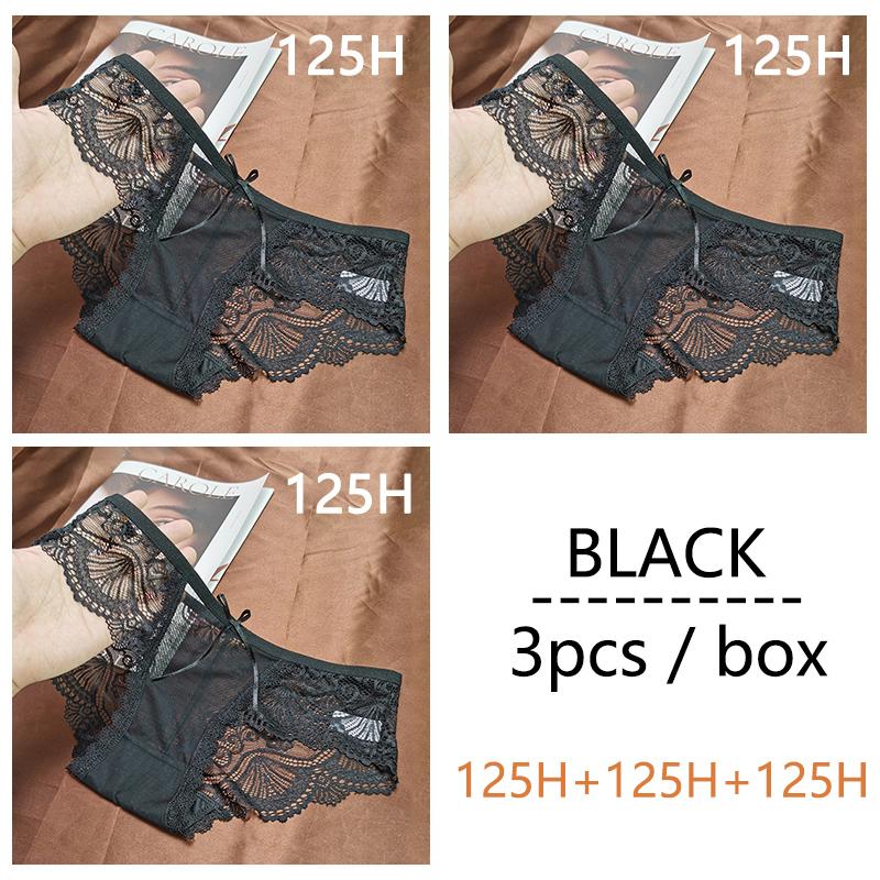 DKGEA 3 шт. черные сексуальные трусики с низкой посадкой женское нижнее белье кружевные трусы прозрачные трусы