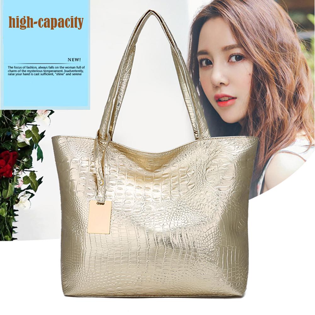 Women's Handbag and Backpack Vintage Women Alligator Pattern PU Leather Shoulder Shopping Bag Ladies Casual Large Capacity Tote Handbag
