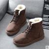 Women's Winter Ankle Boots with Round Toe Lace-up Cotton Shoes Flat Snow Boots Plush Lined Warm Women's Boots