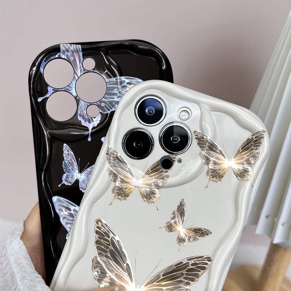 Мультяшный узор, кремовая текстура, мягкий силиконовый чехол с волнистыми краями, чехол для телефона IPhone Samsung Huawei Honor Xiaomi Redmi OPPO Realme Vivo Infinix