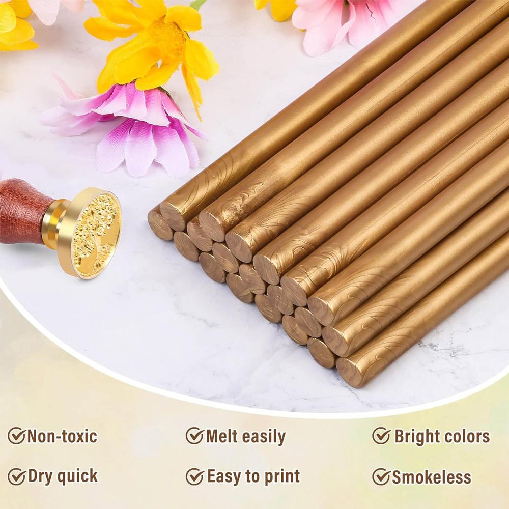 20pcs Vintage Gold Wax seal Sticks For Wax Sealing Stamps 13.4x1cm Sealing Wax Sticks for Glue Gun For Wedding Invitations